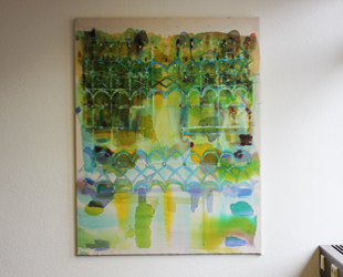Kirsten Kötter: Gartenstadt (Marokko), 2012, Malerei auf Stoff, 135 × 115 cm