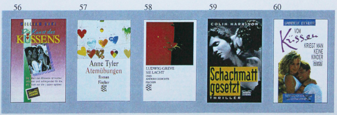 Kirsten Kötter: 'Liebst du mich?', Buch, 19 Seiten mit 100 Buchcovern, Audiovisuelle Performance mit Franz Klee und Christoph Kolb ('Dein Hackfleisch'), 1997