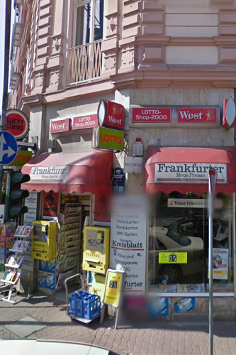 Frankfurt a. M., Reuterweg 69 / Grüneburgweg, 2009, Lotto-Shop-2000, Quelle: Google Streetview